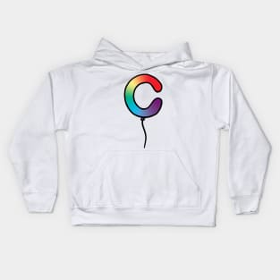 Initial Monogram Balloon Letter C Kids Hoodie